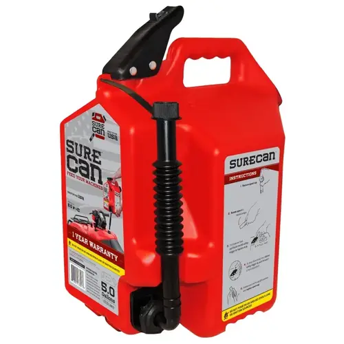 SUR50G1 Gas Can, 5 gal Capacity, Plastic, Red