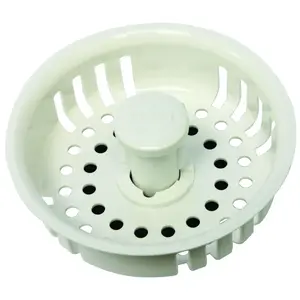 Plumb Pak PP820-26 Basket Strainer with Adjustable Post, Plastic, For: Most Kitchen Sink Drains White