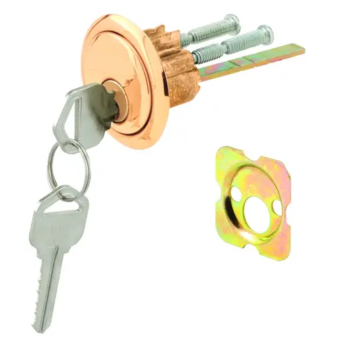 Rim Cylinder Lock, Aluminum, Brass, Kwikset Keyway Rim Cylinder Lock, Aluminum, Brass, Kwikset Keyway