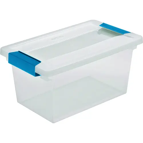 Clip Box, Plastic, Blue Aquarium/Clear, 11 in L, 6-5/8 in W, 5-3/8 in H Clip Box, Plastic, Blue Aquarium/Clear, 11 in L, 6-5/8 in W, 5-3/8 in H