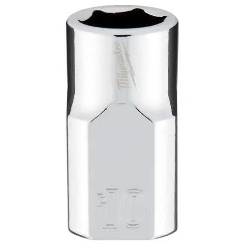 Socket, 10 mm Socket, 3/8 in Drive, 6-Point, Chrome Vanadium Steel, Chrome Silver Socket, 10 mm Socket, 3/8 in Drive, 6-Point, Chrome Vanadium Steel, Chrome Silver