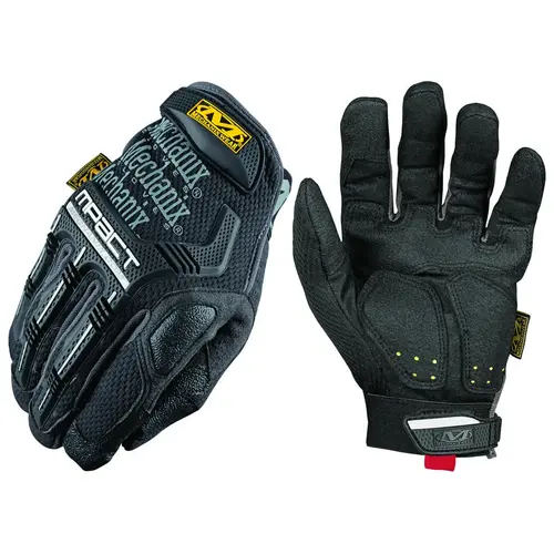 Impact Gloves, Men's, 2XL, 12 in L, Reinforced Thumb, Hook-and-Loop Cuff, Synthetic Leather Pair Black/Gray