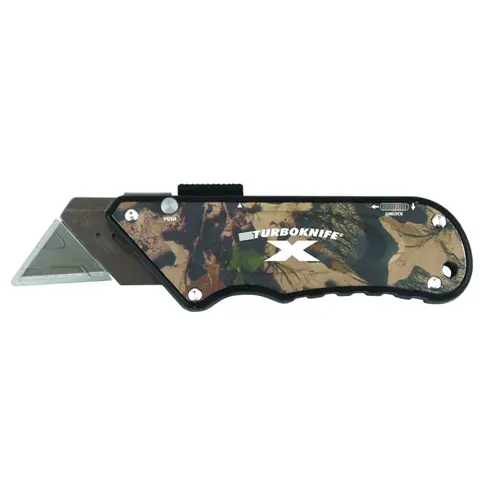 Utility Knife, 1.18 in L Blade, 4.06 in W Blade, Ergonomic Handle Camouflage