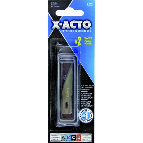 Knife Blade, #2, 1.88 in L, Carbon Steel, Hobby Edge Silver - pack of 5 Knife Blade, #2, 1.88 in L, Carbon Steel, Hobby Edge Silver - pack of 5