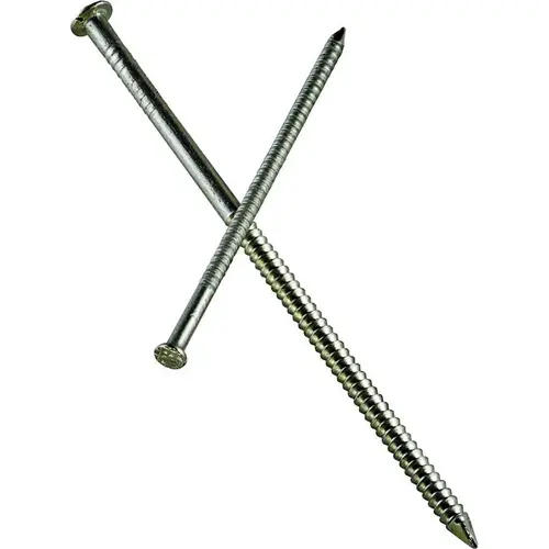 Siding Nail, 5d, 1-3/4 in L, 316 Stainless Steel, Full Round Head, Annular Ring Shank, 5 lb Silver Siding Nail, 5d, 1-3/4 in L, 316 Stainless Steel, Full Round Head, Annular Ring Shank, 5 lb Silver
