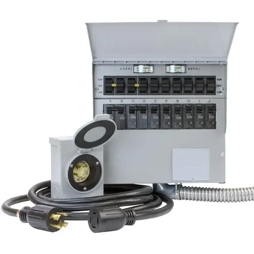 Transfer Switch Kit, 1 -Phase, 30 A, 120/240 V, 10 -Circuit, Surface Mounting
