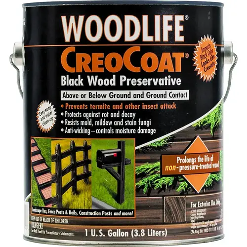 WoodLife CopperCoat Wood Preservative, Black, Liquid, 1 gal, Can