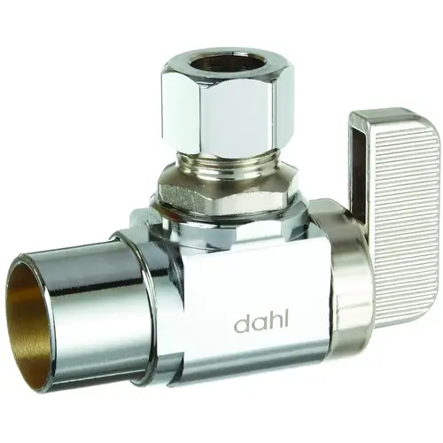 mini-ball Stop Valve, 1/2 x 3/8 in Connection, Female Solder x Compression, 250 psi Pressure Chrome mini-ball Stop Valve, 1/2 x 3/8 in Connection, Female Solder x Compression, 250 psi Pressure Chrome