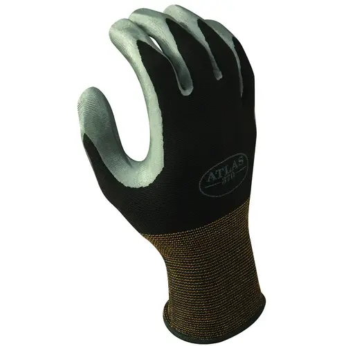 High-Flexibility Protective Gloves, S, Knit Wrist Cuff, Nitrile Glove, Black/Gray