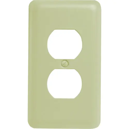 Receptacle Wallplate, 5 in L, 2-13/16 in W, 1 -Gang, Steel, Light Almond Receptacle Wallplate, 5 in L, 2-13/16 in W, 1 -Gang, Steel, Light Almond