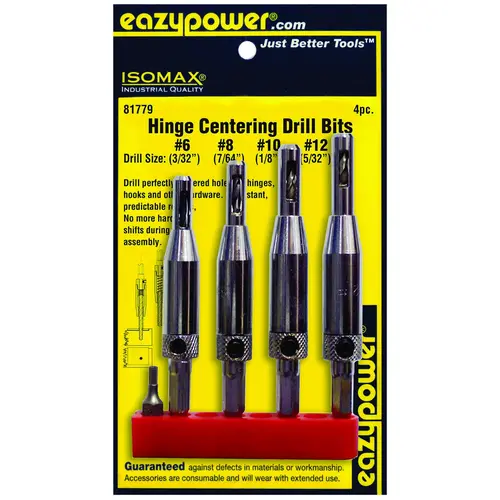 Hinge Bit Set, Self-Centering, 4-Piece Hinge Bit Set, Self-Centering, 4-Piece