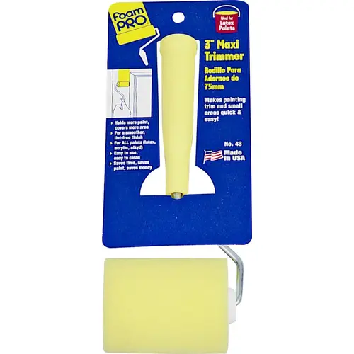 Maxi Trim Roller, 3/8 in Thick Nap, 3 in L, Foam Cover