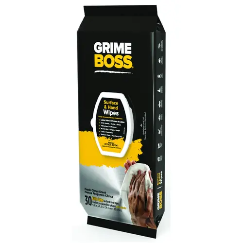 Cleaning Wipes, 9.8 in L, 8.2 in W, Citrus