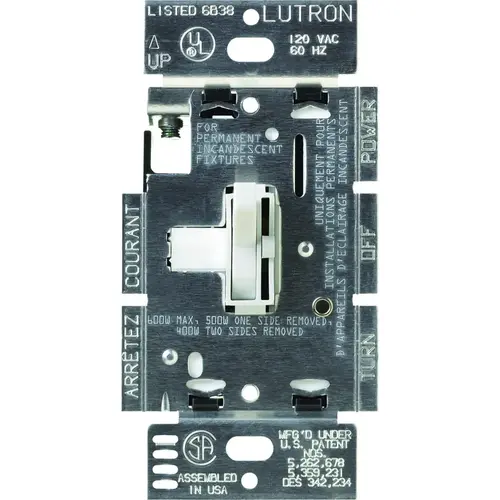 Ariadni Dimmer, 5 A, 120 V, 600 W, Incandescent Lamp, 3-Way, White Ariadni Dimmer, 5 A, 120 V, 600 W, Incandescent Lamp, 3-Way, White