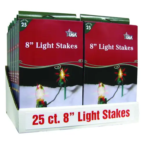 Light Stake, 10 in L, Christmas, Polypropylene, Dark Green - pack of 25 Light Stake, 10 in L, Christmas, Polypropylene, Dark Green - pack of 25