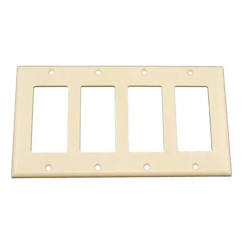 80412-T Wallplate, 4-1/2 in L, 8.18 in W, 4 -Gang, Thermoset Plastic, Light Almond, Smooth 80412-T Wallplate, 4-1/2 in L, 8.18 in W, 4 -Gang, Thermoset Plastic, Light Almond, Smooth