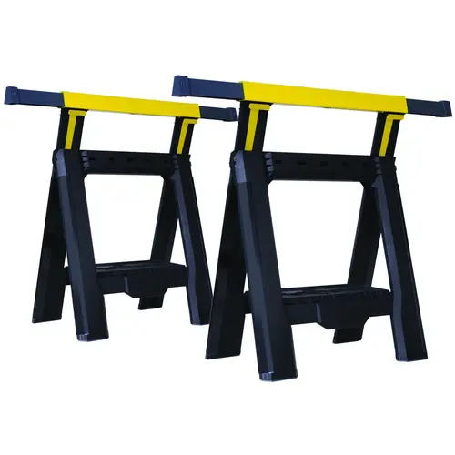 32 in. 2-Way Adjustable Folding Sawhorse - Pair Black