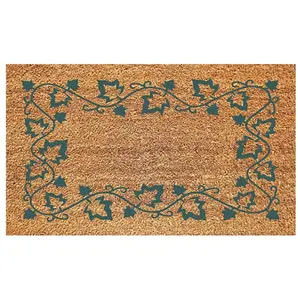 DeCoir 77FLIBG627 Non-Slip Door Mat, 16 in L, 27 in W, Ivy Border Pattern, Green/Tan