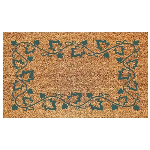 Non-Slip Door Mat, 16 in L, 27 in W, Ivy Border Pattern, Green/Tan Non-Slip Door Mat, 16 in L, 27 in W, Ivy Border Pattern, Green/Tan