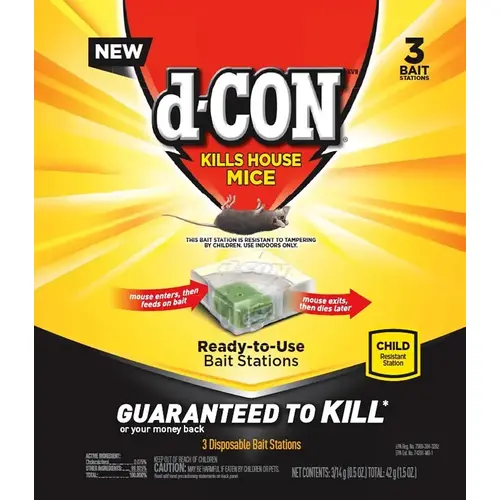 D-Con Disposable Corner Fit Mouse Bait Station (3-Pack) Green