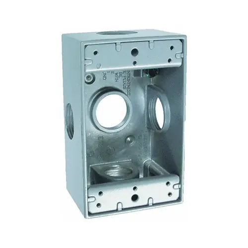 Weatherproof Box, 5 -Outlet, 1 -Gang, Aluminum, Gray, Powder-Coated Weatherproof Box, 5 -Outlet, 1 -Gang, Aluminum, Gray, Powder-Coated