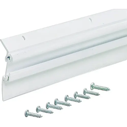 Flex-O-Matic Series Door Sweep, 36 in L, Aluminum Flange, Vinyl Insert White Flex-O-Matic Series Door Sweep, 36 in L, Aluminum Flange, Vinyl Insert White