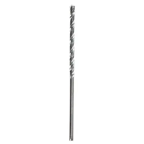 Drill Bit, 1/4 in Dia, 4 in OAL, Percussion, Spiral Flute, 2-Flute, 1/4 in Dia Shank Silver Drill Bit, 1/4 in Dia, 4 in OAL, Percussion, Spiral Flute, 2-Flute, 1/4 in Dia Shank Silver