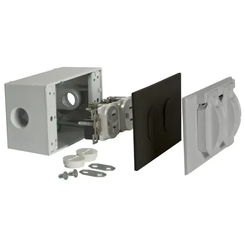 Weatherproof GFCI Duplex Receptacle Kit, 15A 125V, Gray Weatherproof GFCI Duplex Receptacle Kit, 15A 125V, Gray