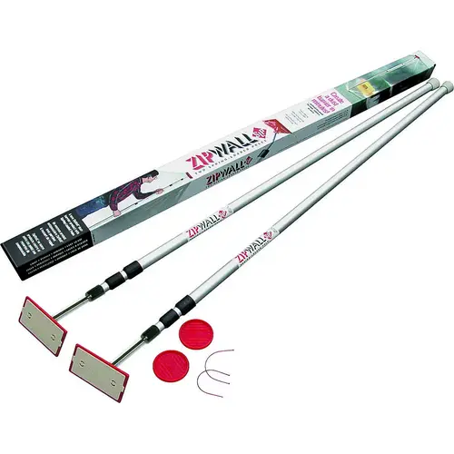 Dust Barrier Pole, Spring-Loaded, 12 ft L, Aluminum Pair