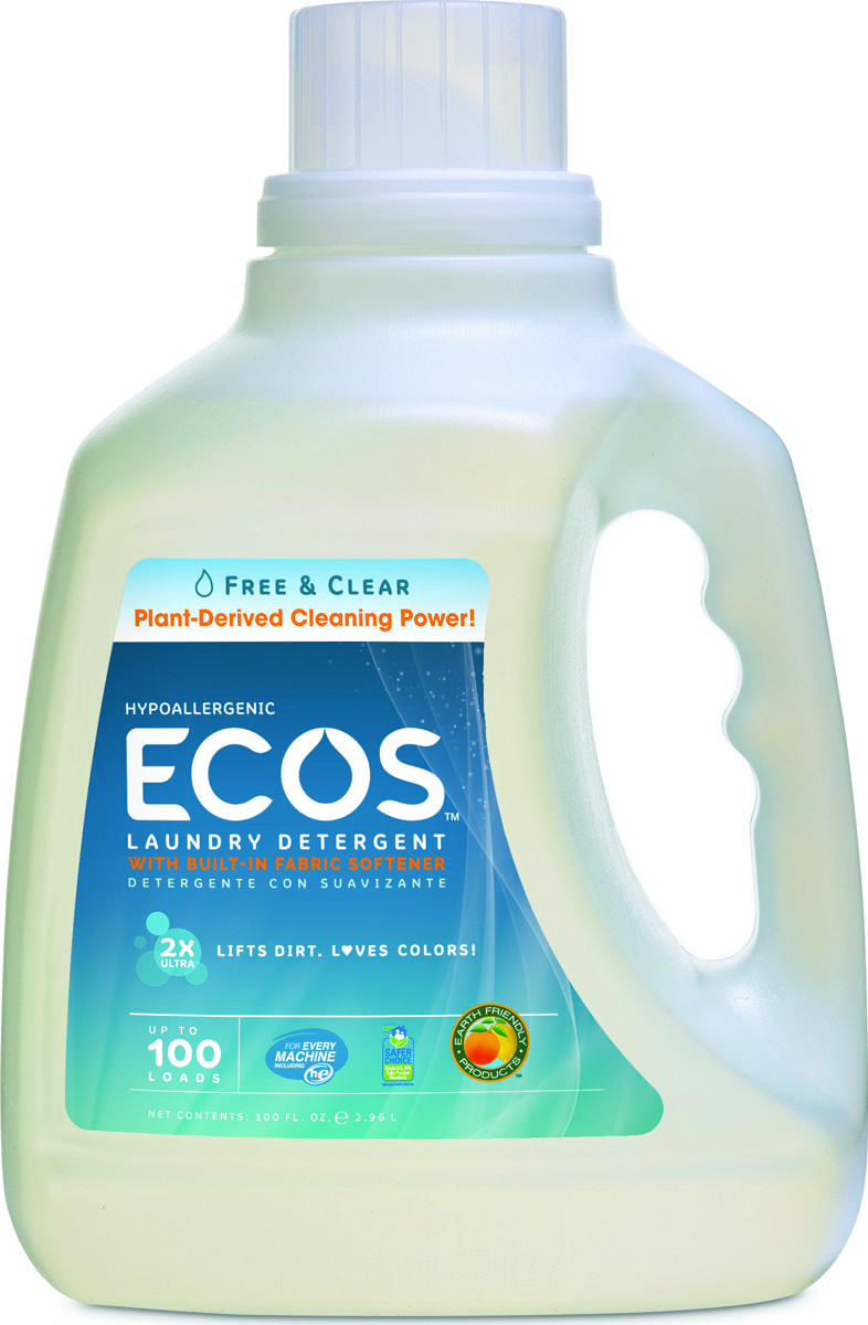 ECOS 9889/04 Laundry Detergent, 100 oz Jug, Liquid, Neutral Clear/Pale Gold