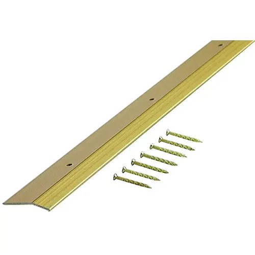 Carpet Trim, 72 in L, 1.38 in W, Smooth Surface, Aluminum, Satin Brass Carpet Trim, 72 in L, 1.38 in W, Smooth Surface, Aluminum, Satin Brass