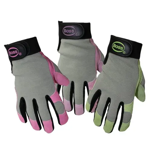 GUARD Garden Gloves, Women's, L, Keystone Thumb, Hook and Loop Cuff, Spandex Back, Assorted
