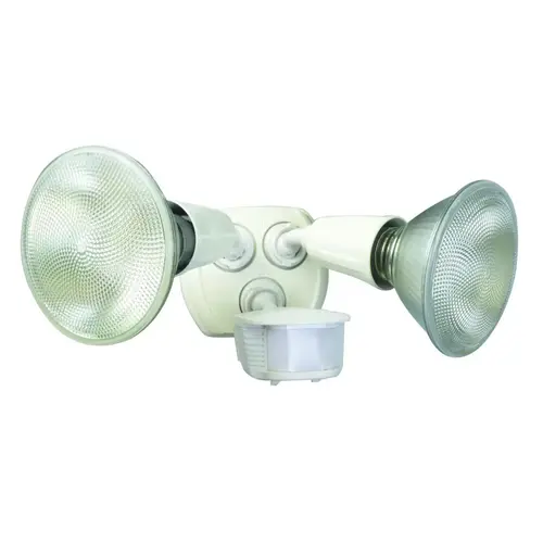 Flood Light, 120 V, 240 W, 2-Lamp, Incandescent Lamp, Metal Fixture White Flood Light, 120 V, 240 W, 2-Lamp, Incandescent Lamp, Metal Fixture White