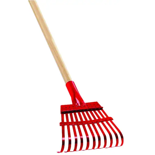 Shrub Rake, 11 -Tine, Steel Tine, Wood Handle, 54 in L Handle