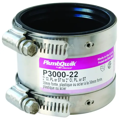 Proflex 3000 Series Shielded Pipe Coupling, 2 in, Stainless Steel Body, Black, 4.3 psi Pressure