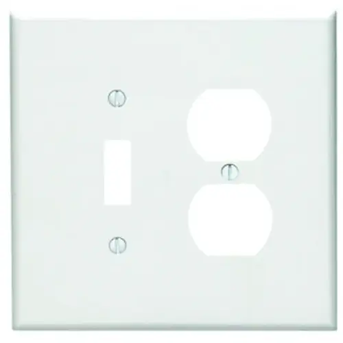 88105 Combination Wallplate, 5-1/4 in L, 3-1/2 in W, Oversized, 2 -Gang, Plastic, White, Device Mounting