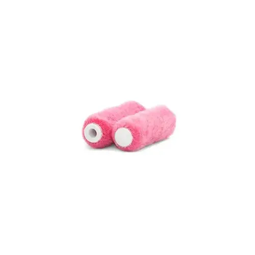 Mo-Tech Roller Cover, 1/4 in Thick Nap, 3 in L, Dralon Cover, Pink Pair