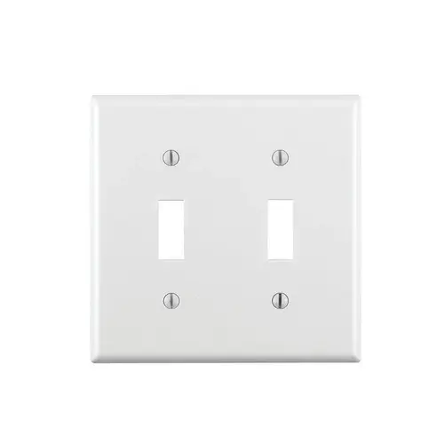 Non-Metallic Wallplate, 4-1/2 in L, 2-3/4 in W, 2 -Gang, Thermoset, White, Smooth Non-Metallic Wallplate, 4-1/2 in L, 2-3/4 in W, 2 -Gang, Thermoset, White, Smooth