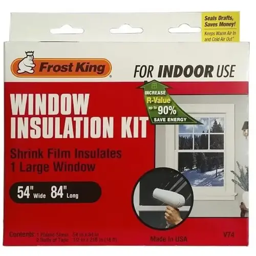 Indoor Shrink Window Kit, 54 in W, 84 in L, Plastic, Clear Indoor Shrink Window Kit, 54 in W, 84 in L, Plastic, Clear