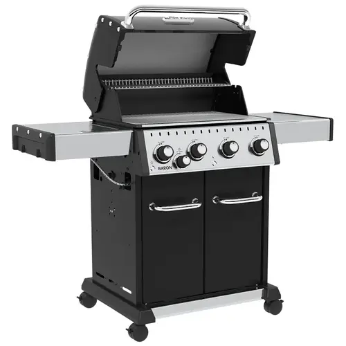 Baron 440 PRO Gas Grill, 45,000 Btu/hr, Liquid Propane, 5-Burner, Side Shelf Included: Yes Black