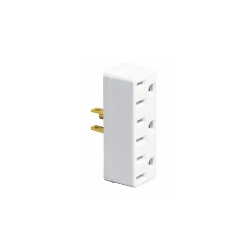Triple Tap Outlet Adapter, 2 -Pole, 15 A, 125 V, 3 -Outlet, NEMA: NEMA 5-15R, 1-15R, White Triple Tap Outlet Adapter, 2 -Pole, 15 A, 125 V, 3 -Outlet, NEMA: NEMA 5-15R, 1-15R, White