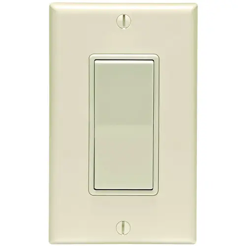 Rocker Switch with Wallplate, 12 A, 120/277 V, SPST, Lead Wire Terminal, Light Almond Rocker Switch with Wallplate, 12 A, 120/277 V, SPST, Lead Wire Terminal, Light Almond