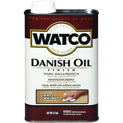 Danish Oil, Light Walnut, Liquid, 1 pt, Can Danish Oil, Light Walnut, Liquid, 1 pt, Can