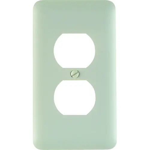 Receptacle Wallplate, 5 in L, 2-13/16 in W, 1 -Gang, Steel, White Receptacle Wallplate, 5 in L, 2-13/16 in W, 1 -Gang, Steel, White