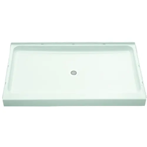 Ensemble Shower Base, 60 in L, 34 in W, 5-1/2 in H, Vikrell, White, Alcove Installation