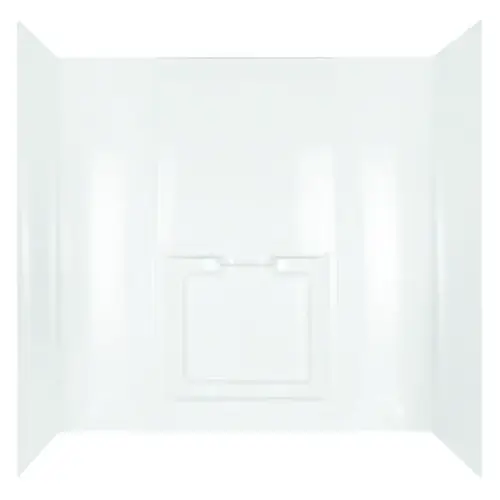 Bathtub Wall Set, 42 in L, 30 in W, 60 in H, Polystyrene, Adhesive Installation, White