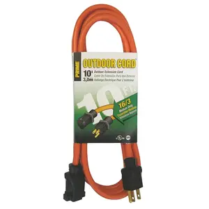 Prime EC501610 Outdoor Extension Cord, 16/3 AWG Cable, 10 ft L, Orange