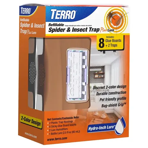 Refillable Spider and Insect Trap Plus Lure, Solid, Mild, 5-1/2 in L Trap, 3 in W Trap, 2 fl-oz Pack Refillable Spider and Insect Trap Plus Lure, Solid, Mild, 5-1/2 in L Trap, 3 in W Trap, 2 fl-oz Pack