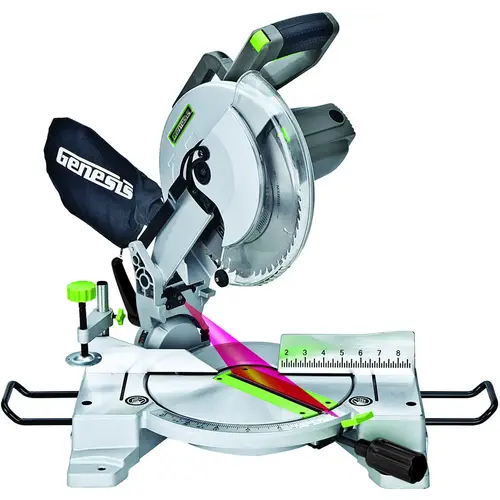 Miter Saw, 10 in Dia Blade, 4600 rpm Speed, 45 deg Max Miter Angle, 45 deg Max Bevel Angle Miter Saw, 10 in Dia Blade, 4600 rpm Speed, 45 deg Max Miter Angle, 45 deg Max Bevel Angle