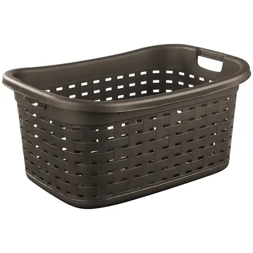 Weave Laundry Basket, Plastic, Espresso, 26 in L x 18-3/8 in W x 12-1/2 in H Outside Weave Laundry Basket, Plastic, Espresso, 26 in L x 18-3/8 in W x 12-1/2 in H Outside